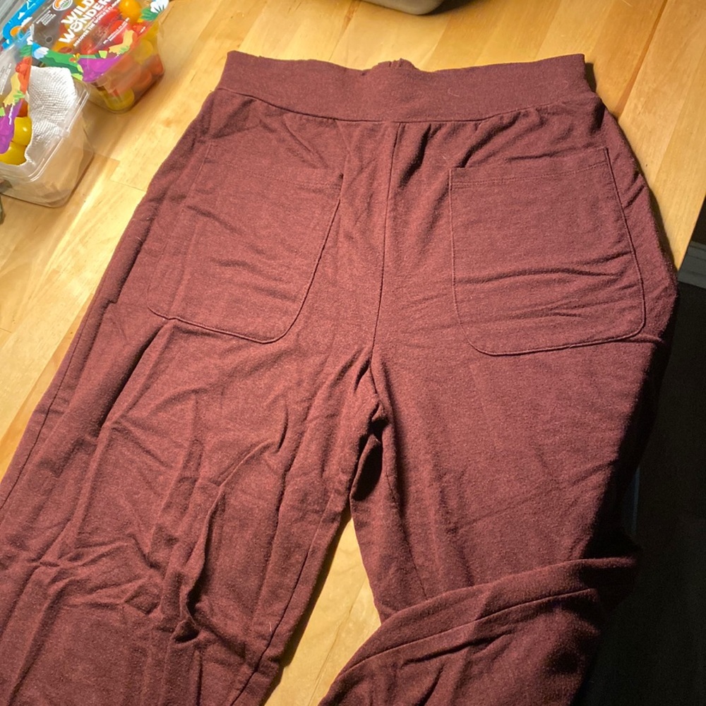 Burgundy high waisted crop flare sweats